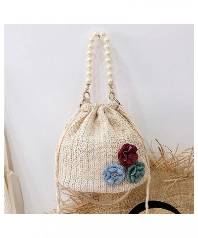 Straw Crossbody Handbags,Women's Top Handle handbag Summer Beach Purse Shoulder Bag Flower-beige $10.29 Handbags