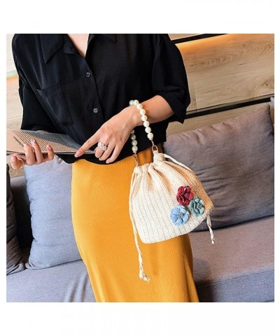 Straw Crossbody Handbags,Women's Top Handle handbag Summer Beach Purse Shoulder Bag Flower-beige $10.29 Handbags