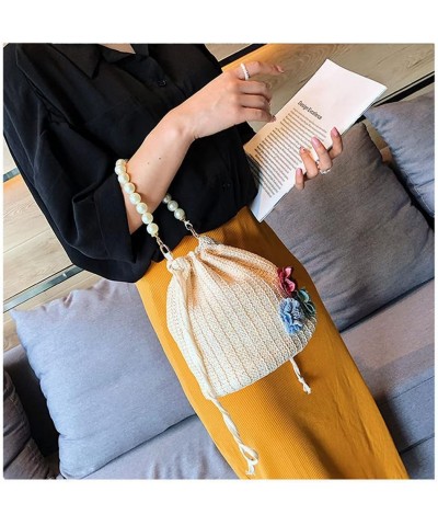 Straw Crossbody Handbags,Women's Top Handle handbag Summer Beach Purse Shoulder Bag Flower-beige $10.29 Handbags