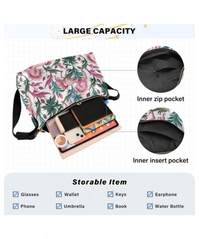 Crossbody Bag for Women Men Trendy Running Pink Horse Leather Casual Hobo Shoulder Bags Purses with Adjustable Strap Flowers ...