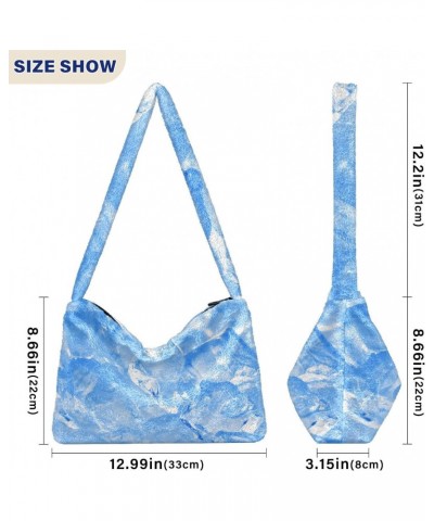 Refreshingice Cubes Plush Underarm Bag Women's Tote Handbags Fluffy Shoulder Bag for Autumn and Winter $13.43 Totes