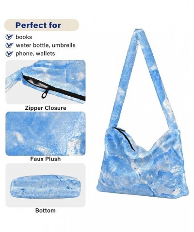 Refreshingice Cubes Plush Underarm Bag Women's Tote Handbags Fluffy Shoulder Bag for Autumn and Winter $13.43 Totes