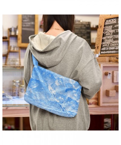 Refreshingice Cubes Plush Underarm Bag Women's Tote Handbags Fluffy Shoulder Bag for Autumn and Winter $13.43 Totes