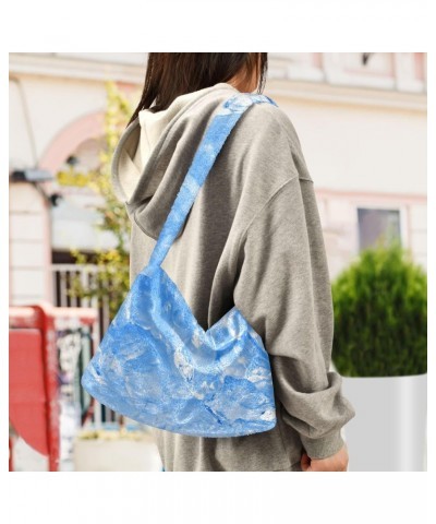 Refreshingice Cubes Plush Underarm Bag Women's Tote Handbags Fluffy Shoulder Bag for Autumn and Winter $13.43 Totes