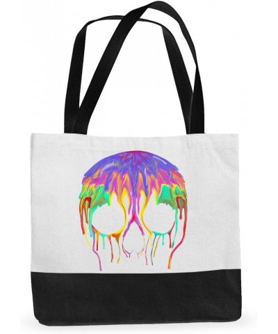 Rainbow Skull Large Tote Bag - Skull Themed Gift - Skull Print Bag $14.83 Totes