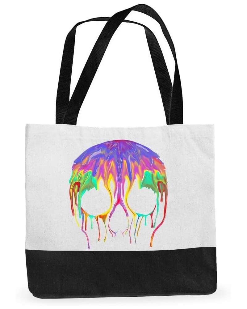 Rainbow Skull Large Tote Bag - Skull Themed Gift - Skull Print Bag $14.83 Totes