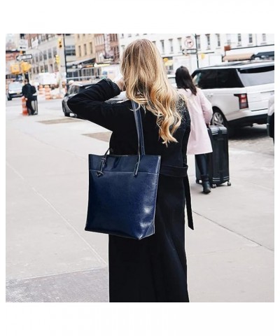 Leather Tote Shoulder Bag: The Perfect Companion for Female Travel, Big Capacity Tassel Handbag, Large Handbag for Women Blue...