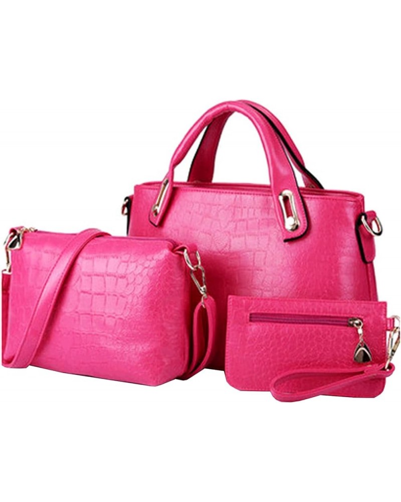 Purse and Handbag for Women 3Pcs Tote PU Leather Top Handle Satchel Shoulder Bag Clutches Rose $16.79 Totes