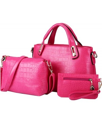 Purse and Handbag for Women 3Pcs Tote PU Leather Top Handle Satchel Shoulder Bag Clutches Rose $16.79 Totes