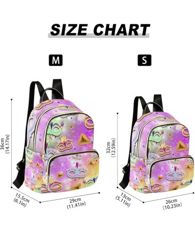 Mardi Gras Women Backpack Masquerade Rainbow Cute Anti-Theft Travel Backpack with Luggage Belt Durable Handbag Lady Purse Roo...