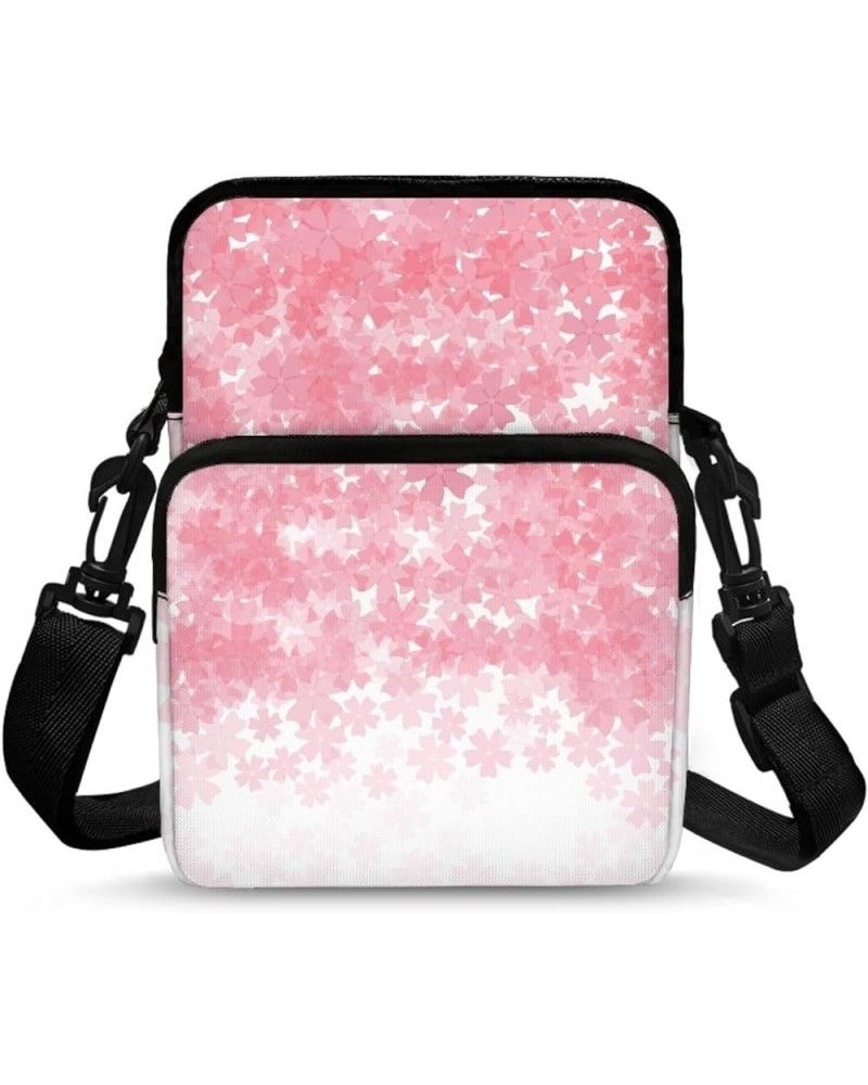 Crossbody Bags for Women Men Zipper Sling Purse Cell Phone Holder Trendy Messenger Bag with Shoulder Strap Romantic Sakura $1...