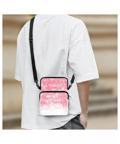 Crossbody Bags for Women Men Zipper Sling Purse Cell Phone Holder Trendy Messenger Bag with Shoulder Strap Romantic Sakura $1...