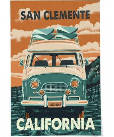 24x36 Inch Giclee Print, San Clemente, California, Camper Van, Letterpress $20.50 Totes