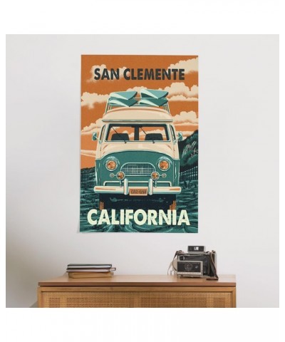 24x36 Inch Giclee Print, San Clemente, California, Camper Van, Letterpress $20.50 Totes