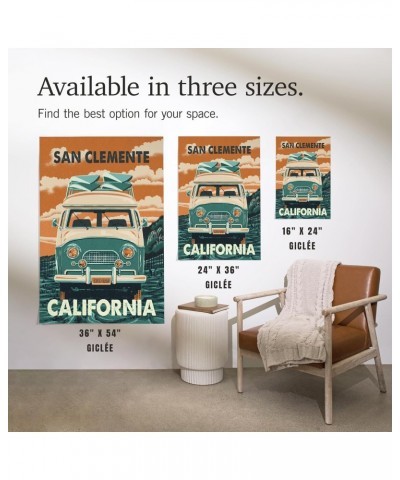 24x36 Inch Giclee Print, San Clemente, California, Camper Van, Letterpress $20.50 Totes