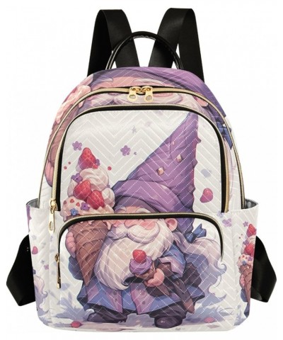 Quilted Backpack Ice Cream Gnome Small Backpack Purse for Women Travel Backpack with Luggage Strap Ice Cream Gnome Small $16....