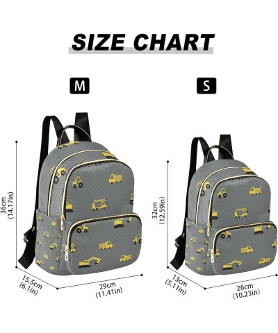 Yellow Tractor Crane and Truck Grey Backpack for Women Shoulder Bag Lightweight Small Backpack Casual Daypack for Travel Mini...