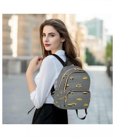 Yellow Tractor Crane and Truck Grey Backpack for Women Shoulder Bag Lightweight Small Backpack Casual Daypack for Travel Mini...