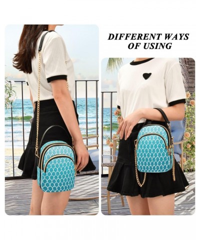 Mermaid Scales Blue Crossbody Bags for Women Quilted Chain Crossbody Purses Trendy Summer Cross Body Phone Purse Handbag $13....