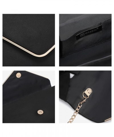 Women Faux Suede Evening Clutch Bags Formal Party Clutches Wedding Purses Cocktail Prom Clutches 1-(gold Hardware) Black $10....