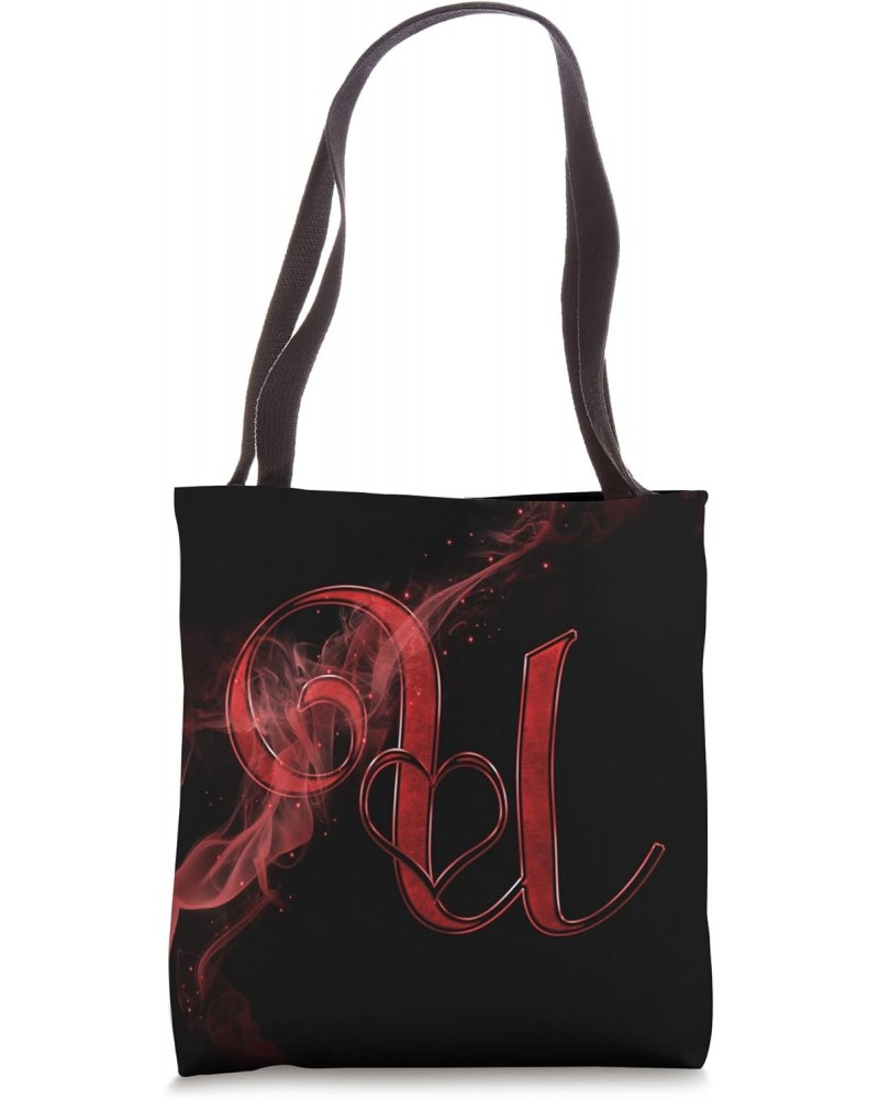 Smoke Heart Letter U Red Fire Steam Fog Whirl Love Name Tote Bag $9.61 Totes