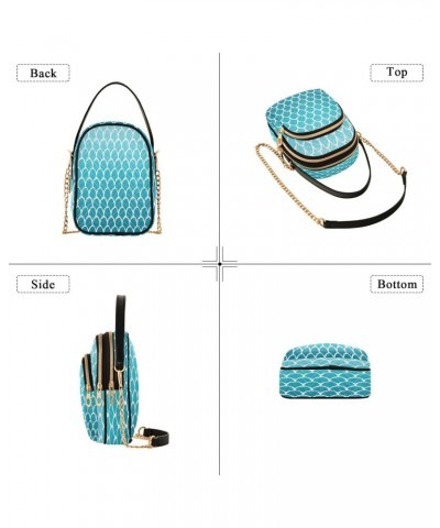 Mermaid Scales Blue Crossbody Bags for Women Quilted Chain Crossbody Purses Trendy Summer Cross Body Phone Purse Handbag $13....