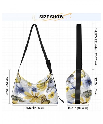 Wildflowers and Butterflies Large Shoulder Bag, Hobo Bags for Women Men Soft PU Leather Crossbody Purse,FT1O1055 $15.65 Cross...