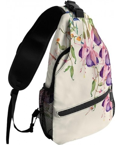 Sling Bag Crossbody Bag for Women Men Hand Drawn Yellow Flowers Floral Leaves Line Pattern Waterproof Hiking Backpack Lightwe...