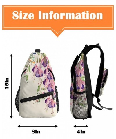 Sling Bag Crossbody Bag for Women Men Hand Drawn Yellow Flowers Floral Leaves Line Pattern Waterproof Hiking Backpack Lightwe...