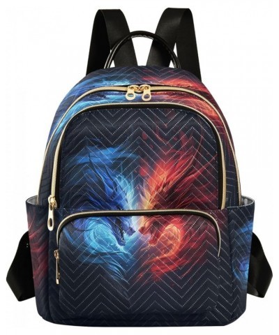 Fashion Backpack Mini Backpack Purse Casual Daily Backpack Blue Red Dragon for Travel for College Work Medium $19.00 Backpacks