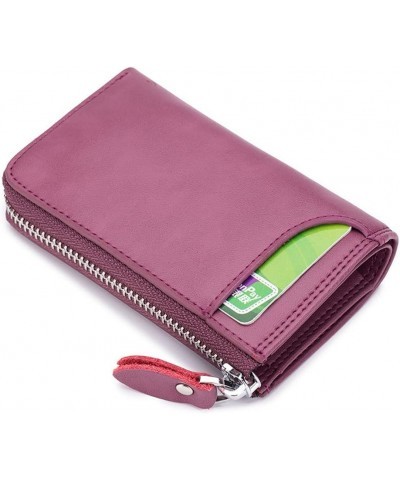 Women Wallet Small Genuine Leather Men Zipper Key Case Credit Card Holder Organizer (Rosa Purple) Rosa Purple $11.33 Wallets