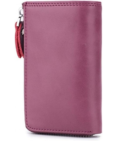 Women Wallet Small Genuine Leather Men Zipper Key Case Credit Card Holder Organizer (Rosa Purple) Rosa Purple $11.33 Wallets