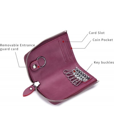 Women Wallet Small Genuine Leather Men Zipper Key Case Credit Card Holder Organizer (Rosa Purple) Rosa Purple $11.33 Wallets