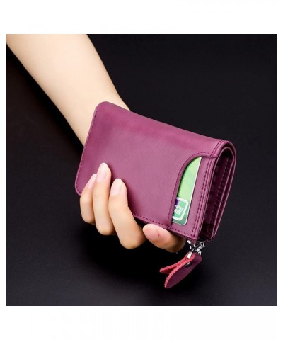 Women Wallet Small Genuine Leather Men Zipper Key Case Credit Card Holder Organizer (Rosa Purple) Rosa Purple $11.33 Wallets