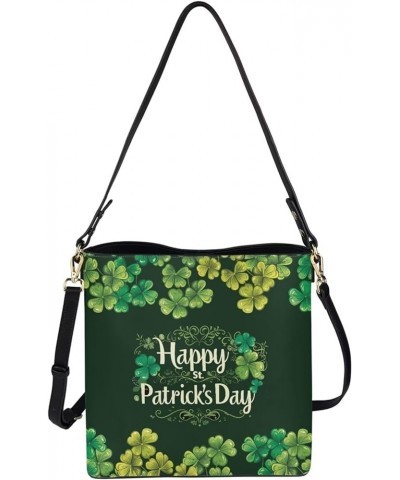 Hobo Bags for Women PU Leather Handbag Crossbody Bucket Tote Purse Ladies Shoulder Bags Happy St. Patrick's Day $27.72 Totes