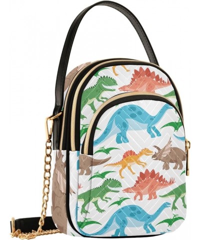 Mini Bag with Strap Cute Animals Quilted Women's Shoulder Purses PU Leather Ladies Crossbody Purse Colorful Dinosaurs $15.33 ...