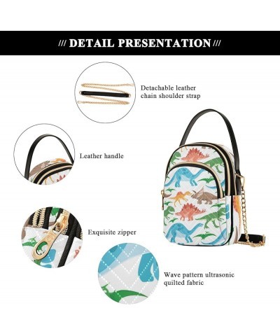 Mini Bag with Strap Cute Animals Quilted Women's Shoulder Purses PU Leather Ladies Crossbody Purse Colorful Dinosaurs $15.33 ...