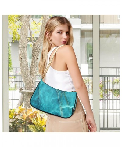 Shoulder Bag Aqua Natural Marble Cool Women Clutch Handbag Shoulder Purch Boho Bag Date Chain Bag Tote Bag Spring Holiday Bir...