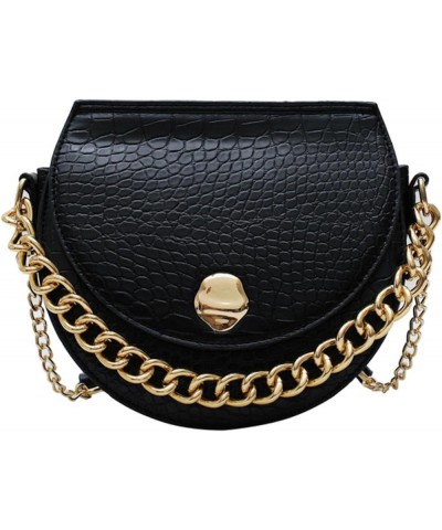 Ladies Top-Handle Bag, Leather Crocodile Pattern Chain Handbag, Adjustable Shoulder Strap Shell Crossbody Black $22.55 Handbags