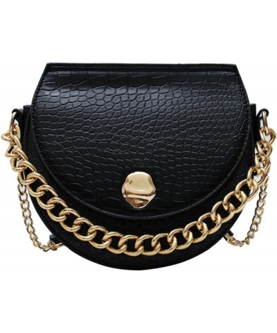 Ladies Top-Handle Bag, Leather Crocodile Pattern Chain Handbag, Adjustable Shoulder Strap Shell Crossbody Black $22.55 Handbags