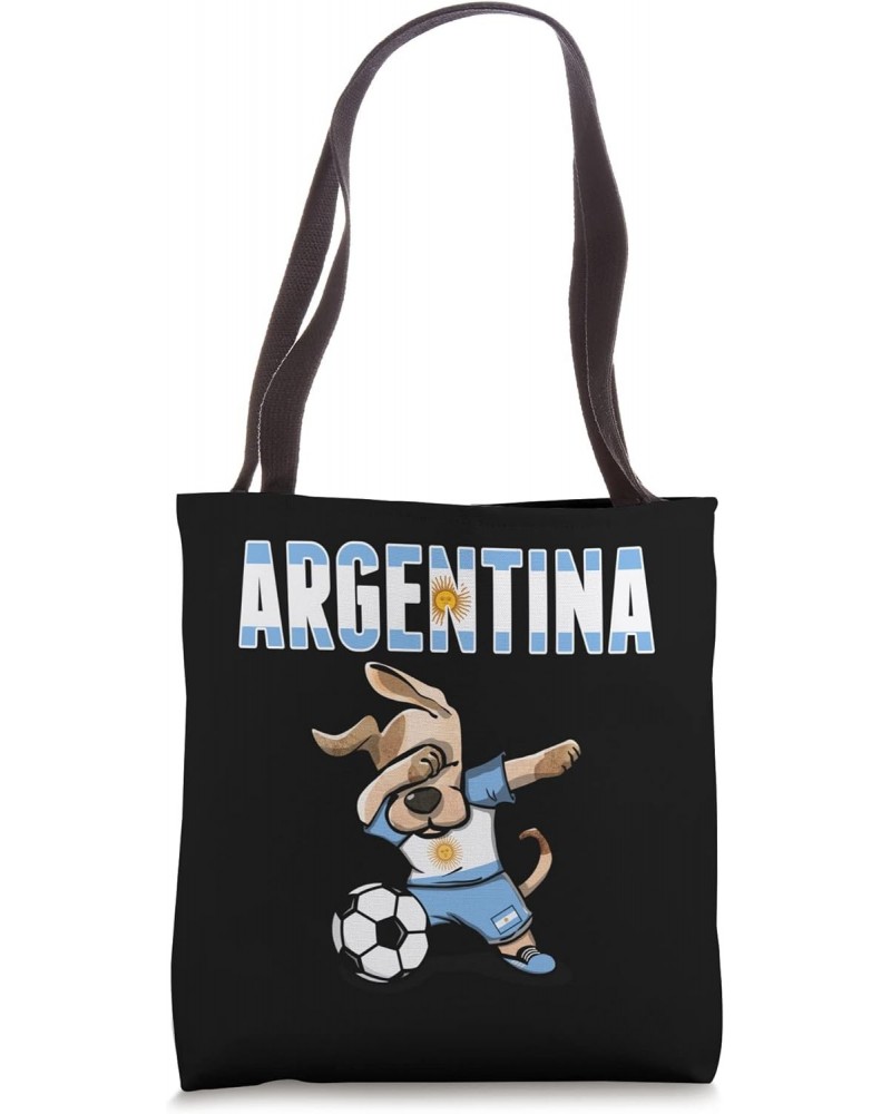 Dabbing Dog Argentina Soccer Fan Jersey Argentinian Football Tote Bag $12.47 Totes