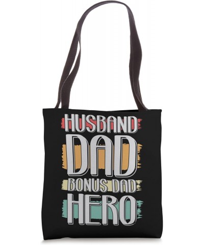 Husband Bonus Dad Hero Fathers Day Funny Retro Bonus Dad Tote Bag $12.04 Totes