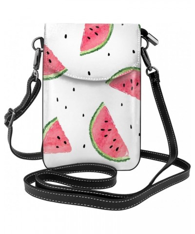 Watercolor Watermelon Slices Pattern Small Crossbody Bags for Women Cell Phone Purse Shoulder Bag Wallet $18.69 Crossbody Bags