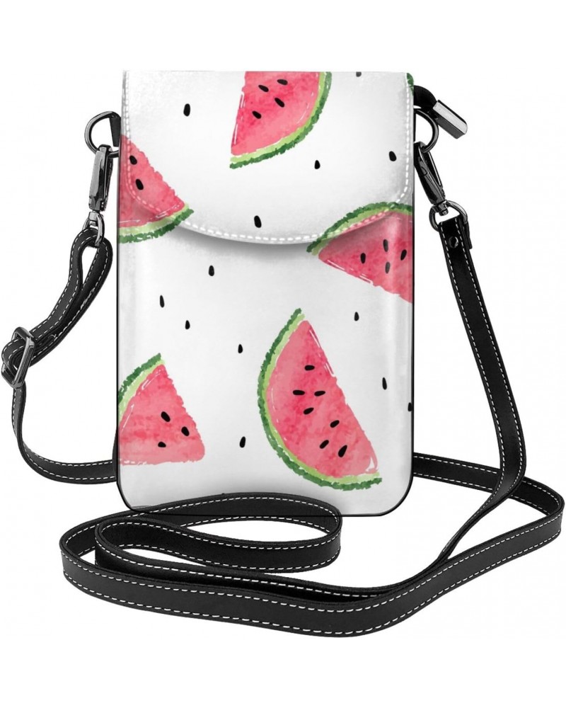 Watercolor Watermelon Slices Pattern Small Crossbody Bags for Women Cell Phone Purse Shoulder Bag Wallet $18.69 Crossbody Bags