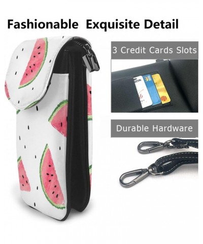 Watercolor Watermelon Slices Pattern Small Crossbody Bags for Women Cell Phone Purse Shoulder Bag Wallet $18.69 Crossbody Bags