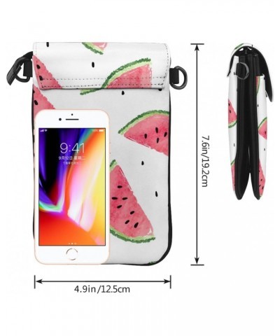 Watercolor Watermelon Slices Pattern Small Crossbody Bags for Women Cell Phone Purse Shoulder Bag Wallet $18.69 Crossbody Bags