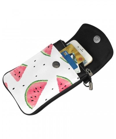 Watercolor Watermelon Slices Pattern Small Crossbody Bags for Women Cell Phone Purse Shoulder Bag Wallet $18.69 Crossbody Bags