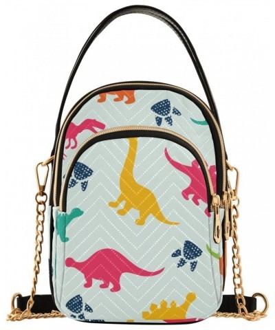 Colorful Dinosaurs Cartoon Small Crossbody Bag Functional Multi Pocket Bag Shoulder Handbag $11.89 Crossbody Bags