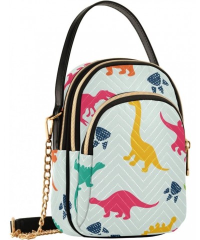 Colorful Dinosaurs Cartoon Small Crossbody Bag Functional Multi Pocket Bag Shoulder Handbag $11.89 Crossbody Bags