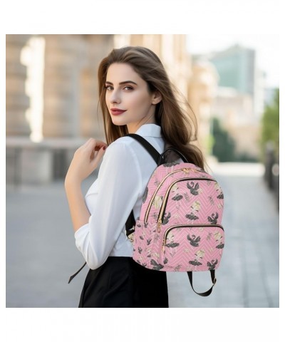 Women Backpack Black Swan Ballerina Dancer Anti-Theft Travel Backpack with Luggage Belt Lightweight Handbag Lady Purse Roomy ...